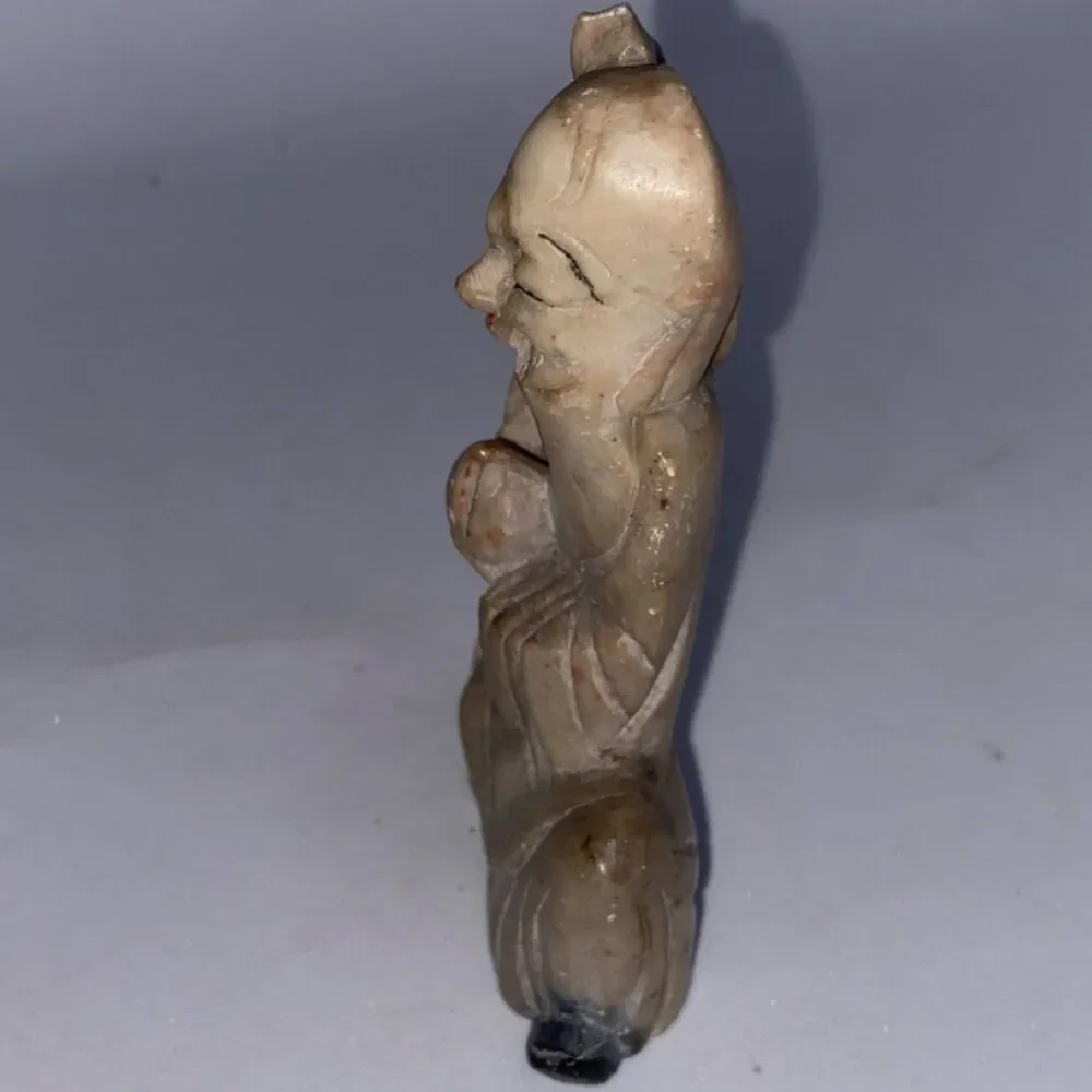 Vintage Chinese Soapstone Shou Lao Immortal Figure Hand Carved Artifact